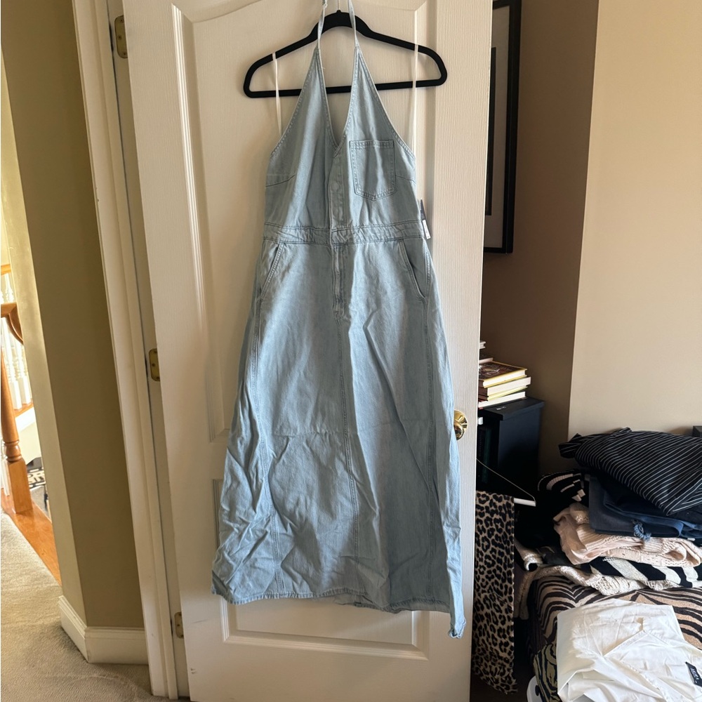 Light Blue Halter Maxi Dress